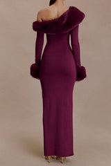 rebecca Faux Fur Knit Maxi Dress - Plum