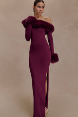 rebecca Faux Fur Knit Maxi Dress - Plum