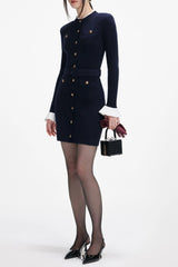 clementine Navy Viscose Knit Mini Dress