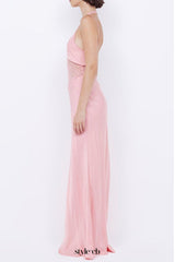 tiffany Pink mesh lace Halter Maxi dress