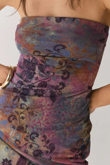 Mesh Strapless Midi Dress