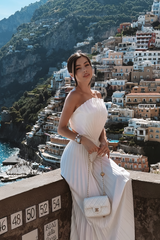 Carlotta White Strapless Pleated Maxi Dress