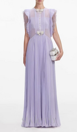 Chiffon Ruffled Maxi Dress in Lilac