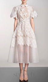 EMBROIDERY MIDI DRESS IN WHITE