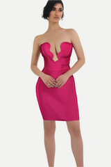 OFF THE SHOULDER BODYCON MIDI DRESS IN ROSE RED