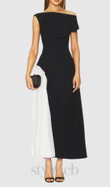 yvette one-shoulder pleated maxi dress in black