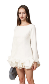 Elodie bubble-skirt mini dress in White