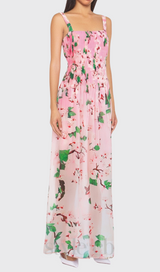 xaviera pleated silk chiffon gown in pink