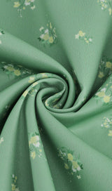 VINTAGE FLORAL PUFF SLEEVE MIDI DRESS IN GREEN styleofcb 