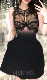 nude ombre black under-bust corset mini skirt set