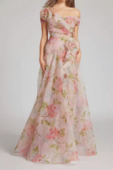 simona Sleeveless Flowers Flounce Maxi Dress