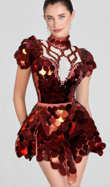 HELENE BURGUNDY SEQUINS DIAMANTE SET