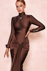 LONG SLEEVE TWISTED MAXI DRESS