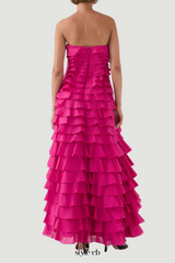 stacey Strapless Layered Maxi Dress in pink