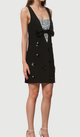 Aviva black 3d-petal sequined mini dress