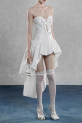 samantha bow-tie strapless mini dress in white