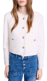 voyce braided tweed cardigan in ecru