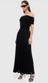 sabina bodycon strapless maxi dress in black