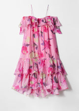 hedwig off-shoulder floral printed ruffle maxi dress in rose red