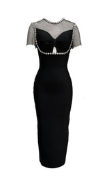 CRYSTAL MESH BANDAGE MIDI DRESS