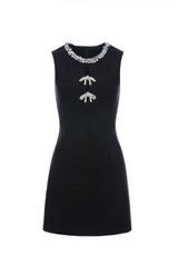 cecilia Hollow Bow mini Dress in black