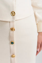 tabitha Embellished Button Co-ord Set – Ivoire