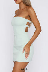 backless Strapless slim Mini Dress in Mint