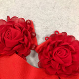 halter 3d flower hollow out backless maxi dress in red