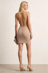 maud Square Crystal-embellished Mesh Mini Dress in apricot