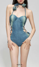 Dodger Denim Flower One-Piece Swimsuit