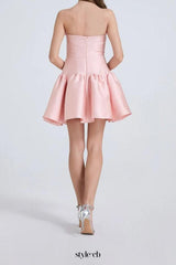 Tina flower strapless mini Dress in pink