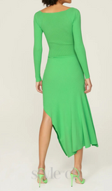 tiffany long sleeve cutout cocktail dress in green