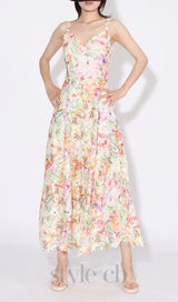 COLORFUL FLORAL PRINT MIDI DRESS