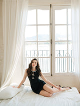 cecilia Hollow Bow mini Dress in black