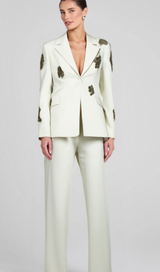 Winee Rhinestones embellished Blazer Set White
