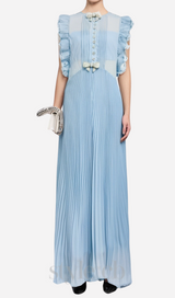 Chiffon Ruffled Maxi Dress in blue