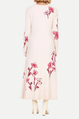 odette stretch knit maxi dress in ecru multi