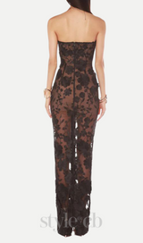 jasmine strapless black maxi dress