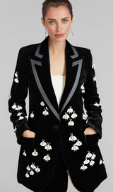 SIBYL BLACK BEE DIAMOND BLAZER MINI DRESS