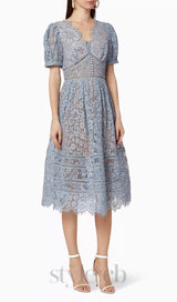 FINE CORD LACE MIDI DRESS