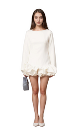 Elodie bubble-skirt mini dress in White