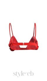 ARIELLE RED ROSE-EMBELLISHED TOP