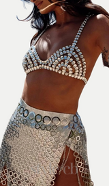 Cael Crystal Bra in Silver