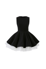 carol mesh stitching sleeveless tutu dress in black