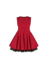 carol mesh stitching sleeveless tutu dress in red