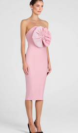 ANNABELLE BOWKNOT BANDAGE BUSTIER MIDI DRESS IN PINK