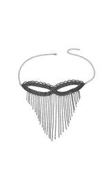 Dascha Black Rhinestone Tassel Mask
