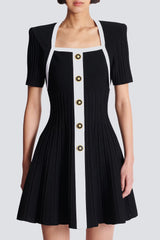 Two-tone A-line knit dress