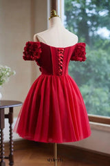 caroline Red 3d Appliques mini Prom Dress