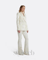 jacquard double-breasted blazer suit in ivory